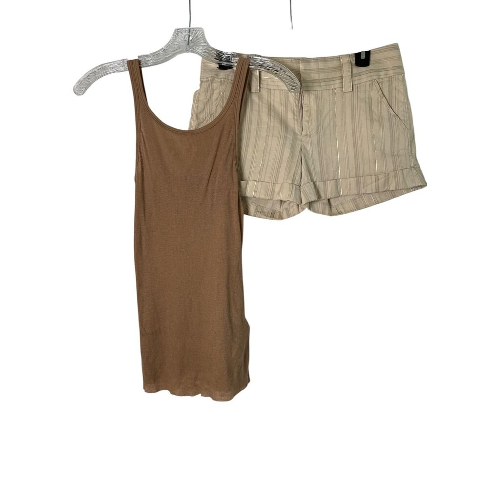 Alice + Olivia & James Perse Lot | Cashmere Tank (1/S) & Striped Shorts (2) - Picture 3 of 9